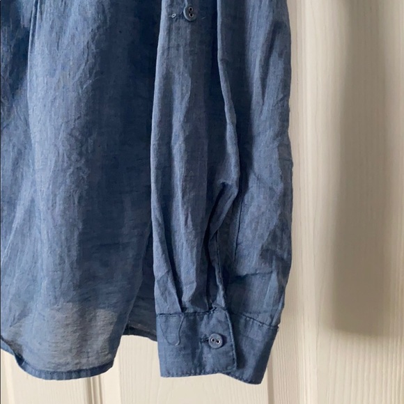Chambray no collar button down shirt - Picture 4 of 4